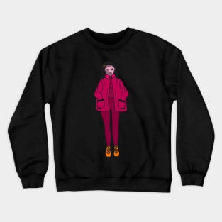 Girl in pink jacket Crewneck Sweatshirt